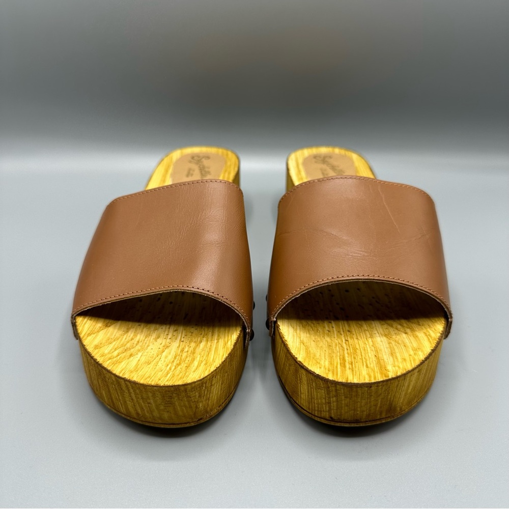 Seychelles Leather Slides Clog Sandals Women’s Size 9 Brown Made In Italy - Picture 3 of 12